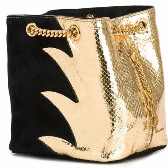 Saint Laurent Handbags - SOLD Saint Laurent Python Suede Bucket Bag